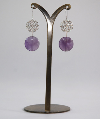 boucles d'oreilles parme, violet, prune, mauve, lilas, violine, aubergine, améthyste