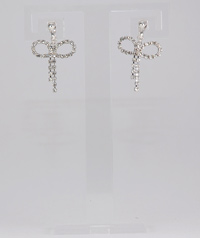 bijoux boucles d'oreilles noeud ruban strass